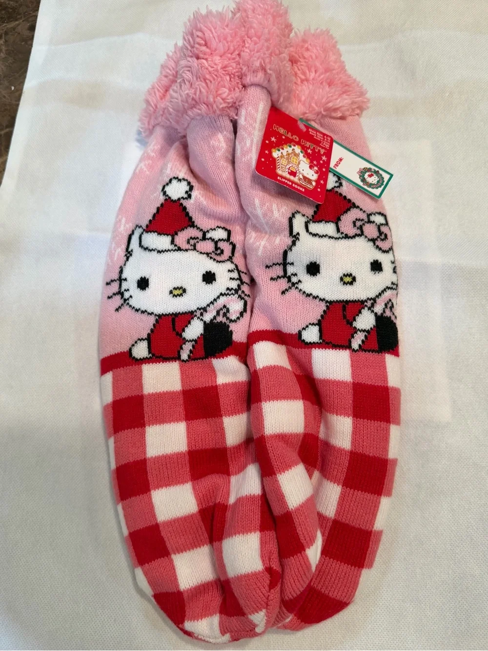 Hello Kitty-Long-SherpaLined-Non Skid Sleep Socks-Sz: 4-10